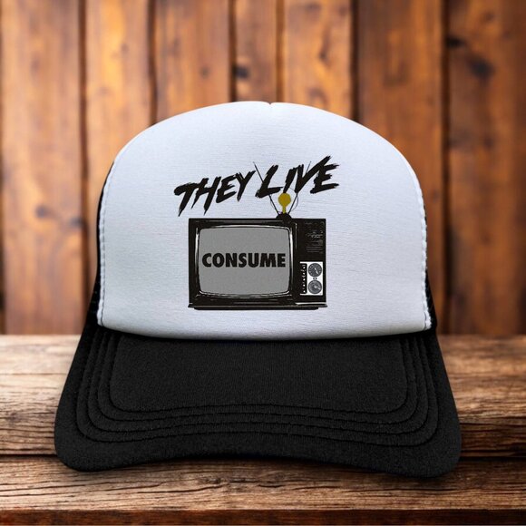 Snap-Back Other - They Live John Carpenter Consume Mens Trucker Hat Black Snapback Horror Ball Cap